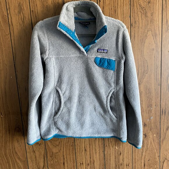 Patagonia Grey/Teal Re-Tool Snap Pullover - Picture 5 of 6